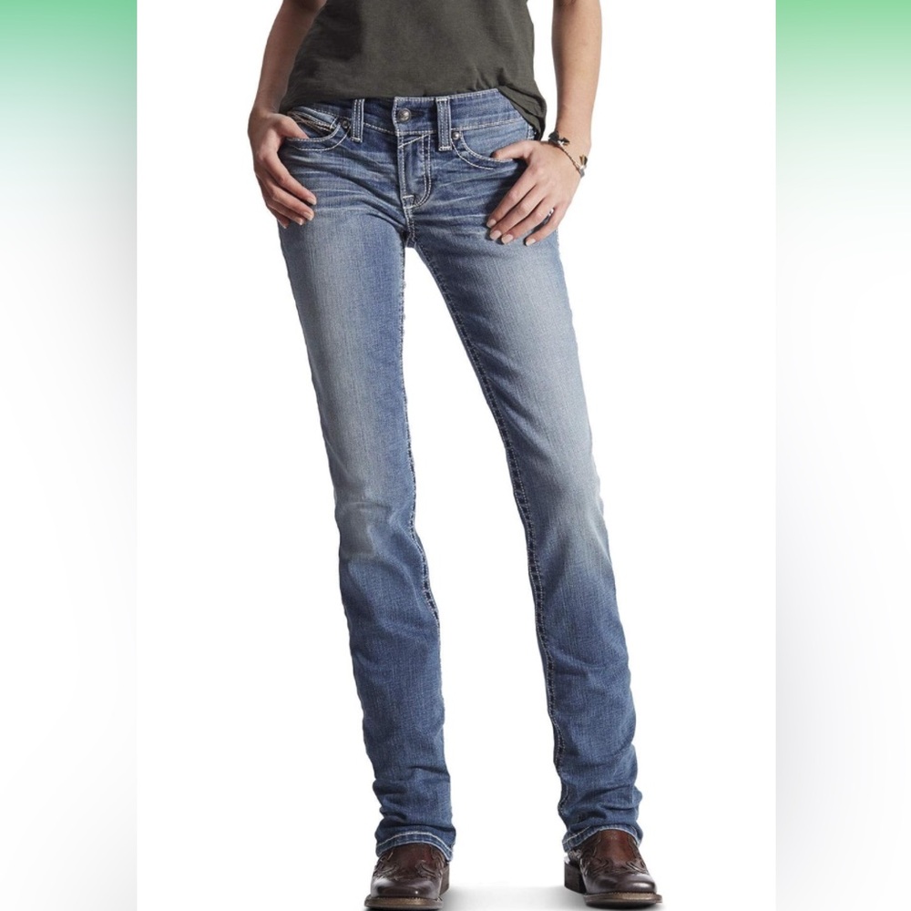 ARIAT Women's R.e.a.l. Mid Rise Stretch Icon Stackable Straight Leg Jean